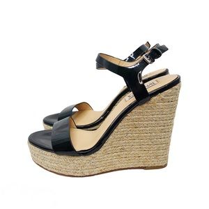 Badgley Mischka Glenna Black Patent Leather Wedges